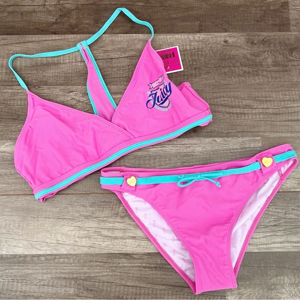 New Girls Juicy Couture Pink Bikini Set Size 16
